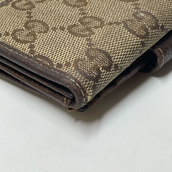 Authentic Gucci GG Logo Canvas Leather Trim Compact Wallet - Picture 8 of 16